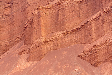 Close up of a natural rock wall in the Quebrada de las Conchas
