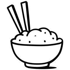 
A yummy food bowl icon, sketching design of rice bowl 

