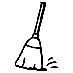 
A cleaning tool, icon of broom in hand drawn design

