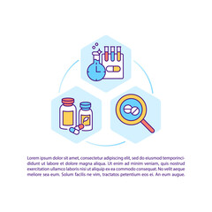 New drug development concept line icons with text. PPT page vector template with copy space. Brochure, magazine, newsletter design element. Pharmaceutical industry linear illustrations on white