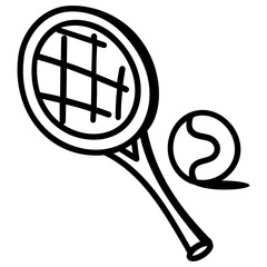 
Racket and ball symbolizing beautiful doodle icon of tennis 

