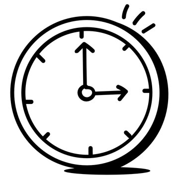 
A clock icon in doodle style, editable design 

