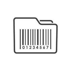 Icono carpeta con código de barras con lineas en color gris