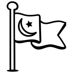 Fototapeta premium Fluttering pakistan flag in a doodle icon