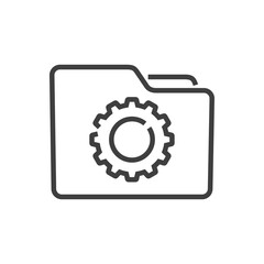 Icono carpeta con engranaje con lineas en color gris
