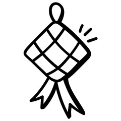 
A ketupat, rice cake pouch doodle icon

