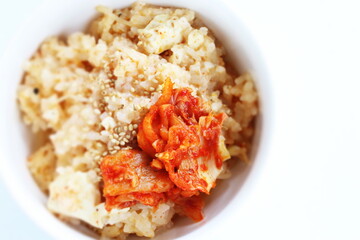 Korean food, Kimchi and congee with sesame 