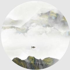 Hand painted Chinese style landscape painting