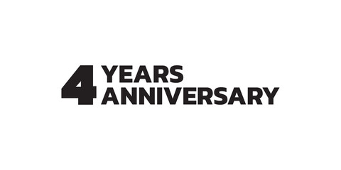 4 year anniversary logo design. 4th birthday celebration icon or badge. Vector illustration.