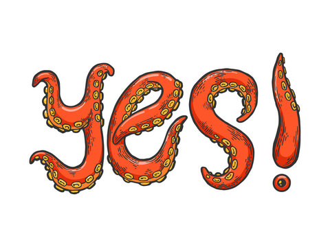 Yes word made by octopus tentacles illustration