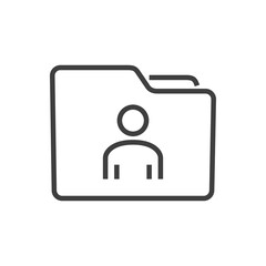 Icono información usuario. Carpeta con persona con lineas en color gris © teracreonte