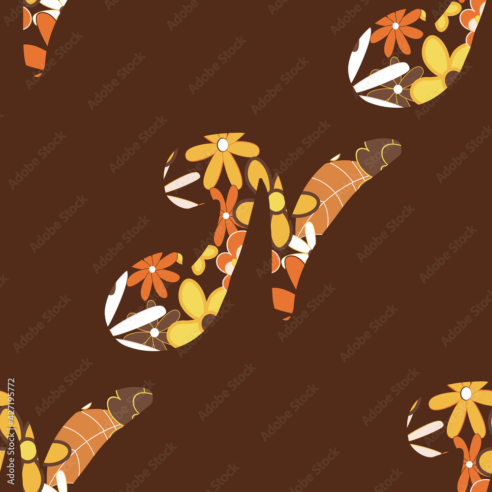 Fototapete retro letter n from the alphabet seamless repeat pattern print background