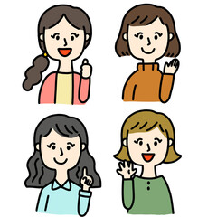 ポーズをする女性たち