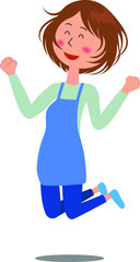 これは飛び跳ねて喜ぶ女性のイラストです。
