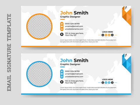 Creative Corporate Email Signatures Template with Photo Area, Email Signature in Abstract Shape.