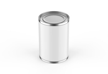 Metallic food tin can mockup template for fish, beans, meat, corns, peas and vegetables. Steel tin jar mockup for design presentation, 3d illustration