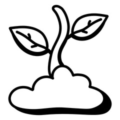 
An icon of sprout in doodle design 

