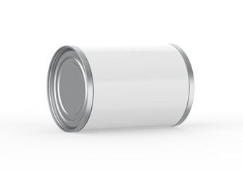 Metallic food tin can mockup template for fish, beans, meat, corns, peas and vegetables. Steel tin jar mockup for design presentation, 3d illustration
