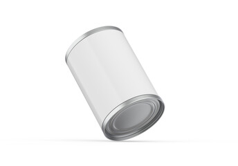 Metallic food tin can mockup template for fish, beans, meat, corns, peas and vegetables. Steel tin jar mockup for design presentation, 3d illustration