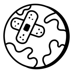 
Download global safety icon in doodle design 

