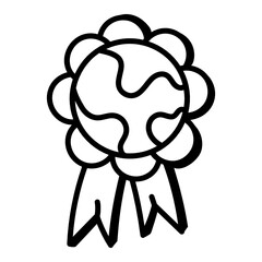 
Doodle icon of earth badge in modern editable design 

