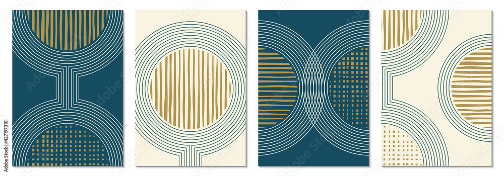 Canvas Prints abstract art background set with geometric shapes. minimal design with circles and lines. contempora