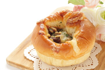 Beef stew and cheese bun food breakfast 