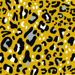 Naklejka na ściany i meble Abstract Hand Drawing Leopard Cheetah Skin Shapes Repeating Vector Pattern Isolated Background