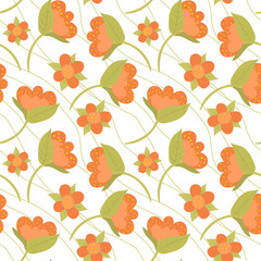 Doodle flowers seamless pattern. Simple floral ornament.