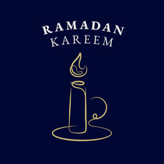 Ramadan kareem logo with doodle lamp/handheld candle holder