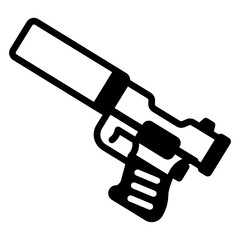 
Well designed glyph line style icon of  handgun