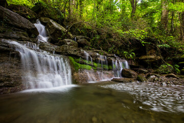 Spring waterfall in La Garrotxa, Girona, Spain