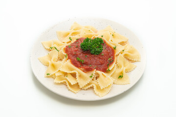 farfalle pasta in tomato sauce with parsley