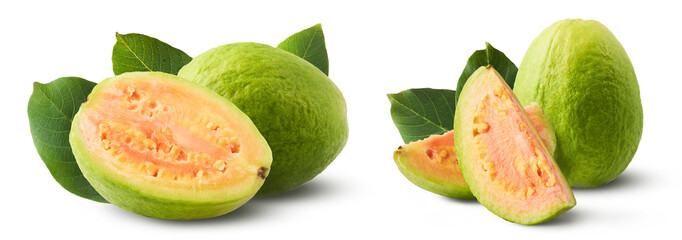 Fresh ripe guava isolated on white background
