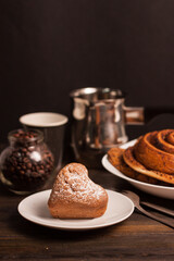 heart-shaped cookies snack coffee breakfast romance meal