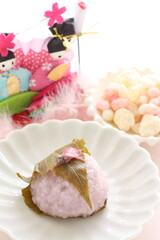 Japanese food, cherry blossom rice cake ball Sakura Mocha for spring Girl's day dessert