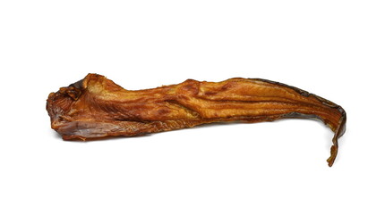 Smoked fish without the head isolated on white background