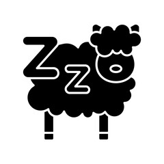 Counting sheeps black glyph icon. Mental exercise to improve sleep. Nighttime problem solution. Recommendation to prevent insomnia. Silhouette symbol on white space. Vector isolated illustration