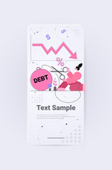 businesswoman using scissors to cut metal chain debt ball business problem crisis hardship burden concept