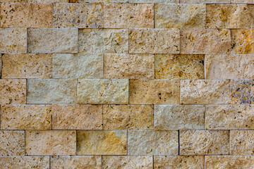 Texture of the limestone bricks for background. Natural pattern