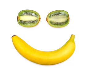 tropical fruit banana and kiwi