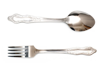 metal spoon and fork