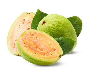 Fresh ripe guava isolated on white background