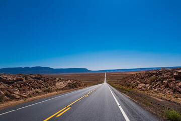 Highway on travel vacation. American road trip.