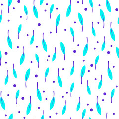 Seamless pattern. Stylized and leaves on white background.