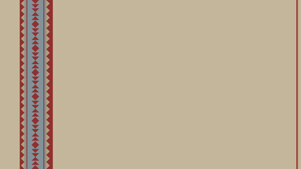 Ethnic tribal pattern background with copy space for text. Mexico, Peru pattern. Beige, red and grey colors. For banner, fliers, business card, restaurant menu, web background. Boho design.
