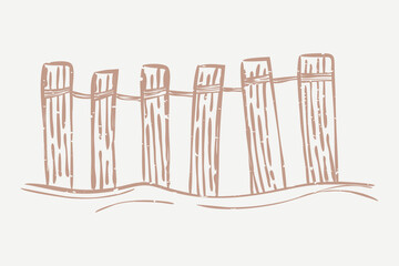 Wooden fence printmaking in cute design element