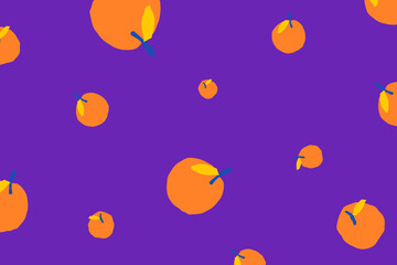 Orange fruit pattern on purple background