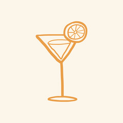 Martini cocktail graphic cute doodle in summer vacation concept