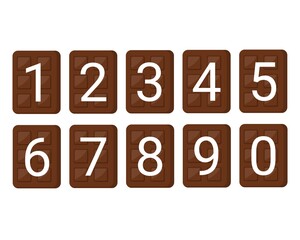 chocolate bar with numbers Isolated On White. For children game educational puzzle